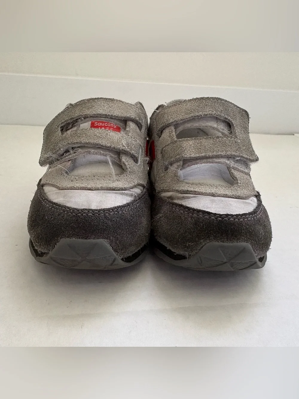 Saucony Originals Jazz Hook & Loop Sneakers Toddler Boy Sz 8.5M White Grey Red